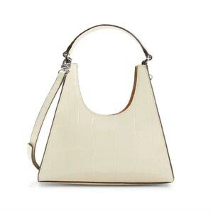 Staud Mini Rey / Mini Croc Embossed Leather Hobo Bag